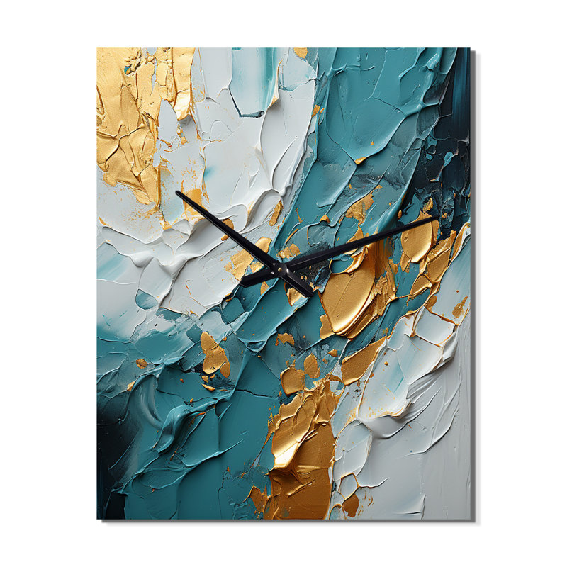 «Morning Glory Sunlight Breaking Waves Abstract» - Peinture abstraite horloges murales, Très grand