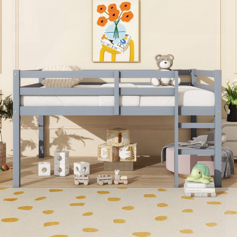 Lit en bois, Gris, Double
