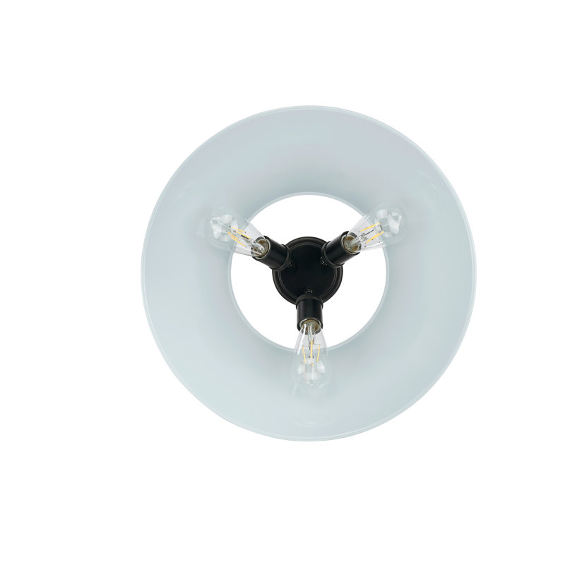 Weatherford Flush Mount, Matte Black, Dusky Blue