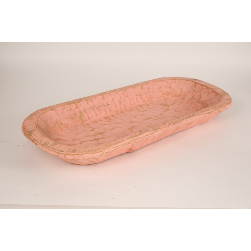 Bol décoratif en pâte de bois vieillie Tulon, H 3 po x l 26 po x P 12 po, Turquoise