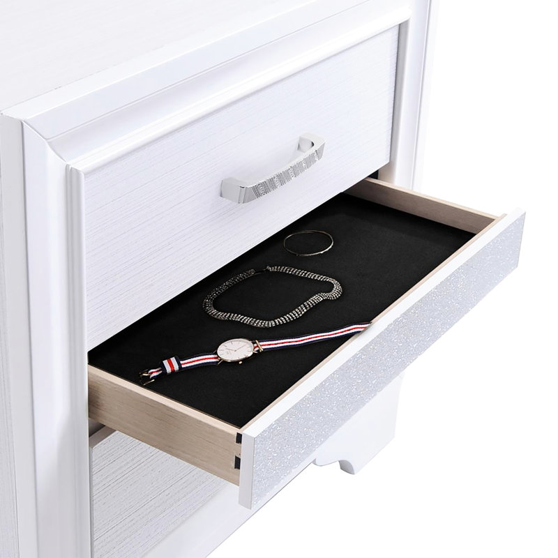 Table de chevet blanche 2 pour chambre à coucher avec espace caché - 2 tiroirs modernes et espace dissimulé