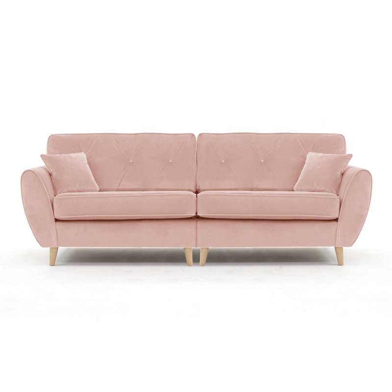 Rafe 4 Seater Velvet Sofa, Blush Velvet
