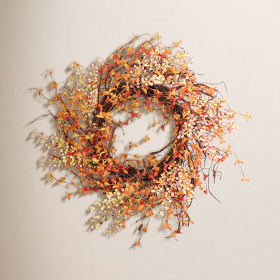 24" Handcrafted Twig, Berry No Holiday Wreath