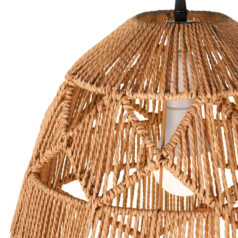 Luminaire suspendu en rotin tissé à la main à 1 lumière à intensité variable pour salon, salle à manger ou chambre à coucher de style campagne moderne, style bohème et bord de mer