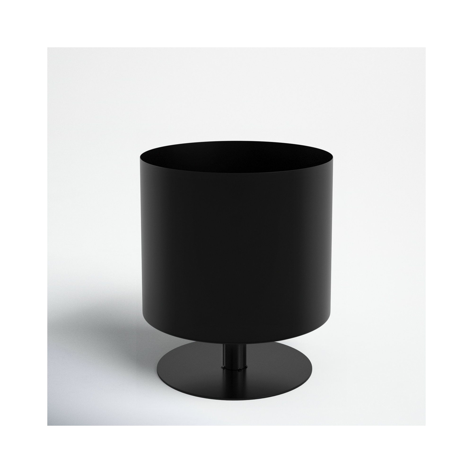 Wanderer Metal Planter on Base - Contemporary Round Iron Planter on Flat Round Base in Classic White - Indoor or Outdoor Decor
