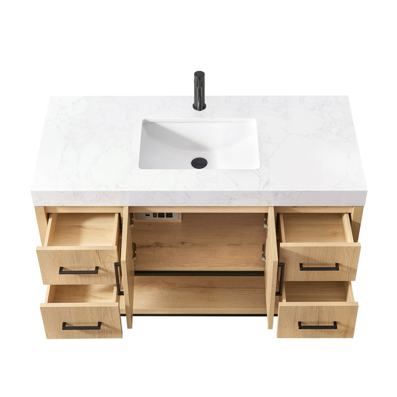 Meuble-lavabo simple Cataleya, 48", Noir mat / Ok