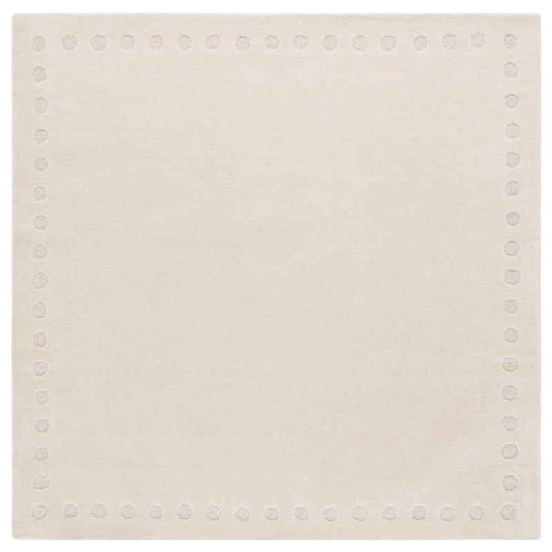 Talena Hand Tufted Wool Cotton Solid Color Rug in Ivory, Square 6'