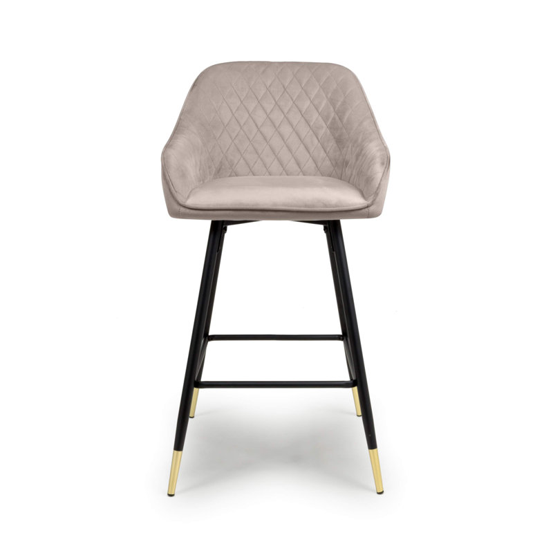 Adedeji Upholstered Counter Stool with Metal Frame, Mink