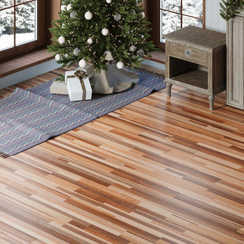 36pc Self-adhesive Wood Grain PVC Floor Tiles, Brown/Dark Brown
