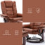 Fauteuil inclinable contemporain en cuir 32 po avec repose-pieds pivotant en bois d'acajou-71074099