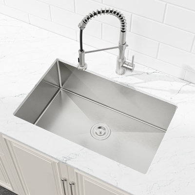 Stainless Steel Kitchen Sink, 30″X19″ Drop In Single Bowl, Undermount Handmade Sink In Brushed Nickel