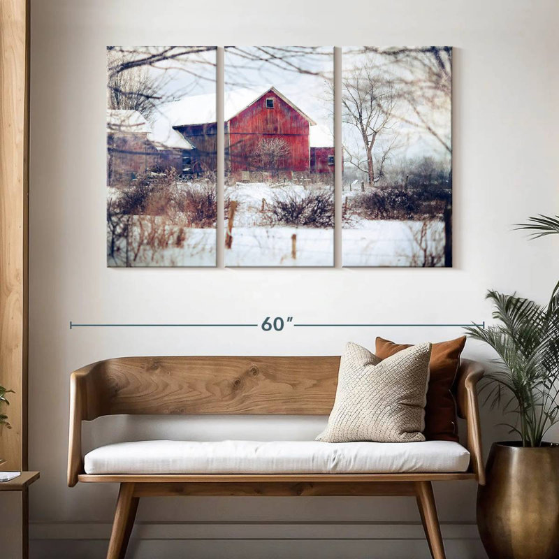 Lilie White Winter Barn, 32" H x 50" W