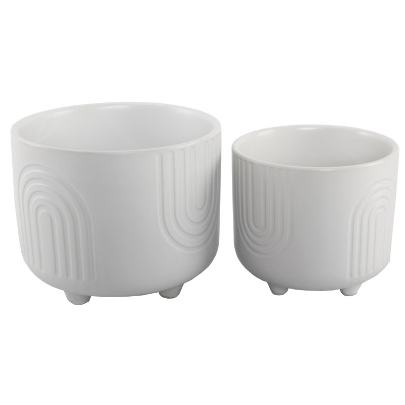 Ensemble de pots à fleurs en céramique 2 pièces Martha, Blanc