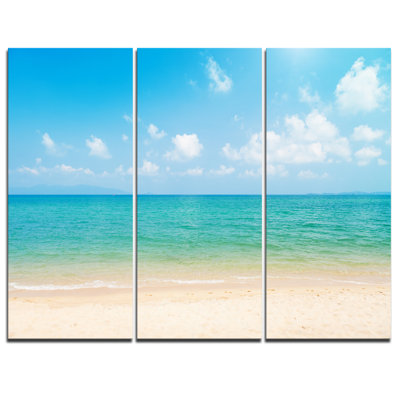 Large vue de la plage tropicale, ensemble de 3 impressions sur toiles tendues