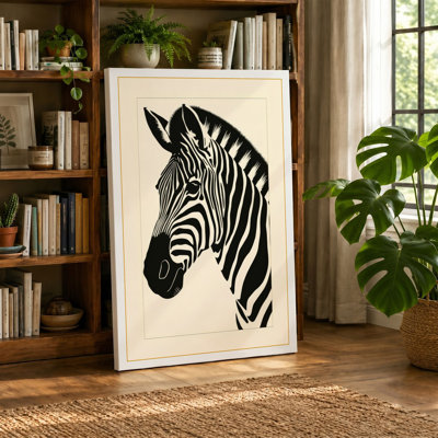 Zebra in Profile Minimalist - Wrapped Canvas