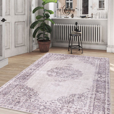 Luxurious Machine Washable Area Rug, 4.9 x 7.5 Feet, 100% Polyester, 1850 g/m², Pile Height: 0.2 inches | Eco-Friendly Recycled Poly Cotton Backing | Perfect for Living Room & Bedroom, Soft and Durable Design