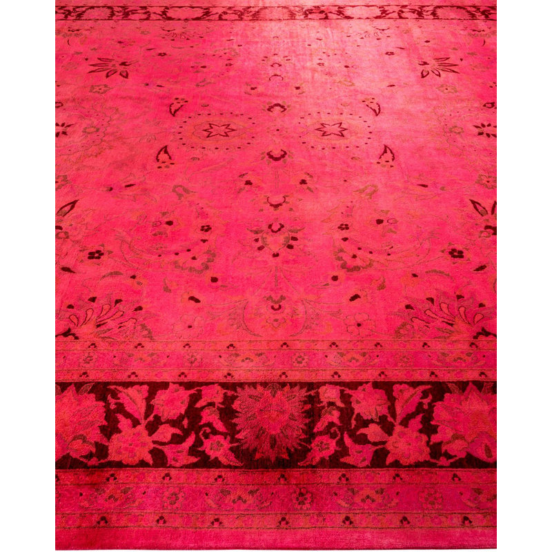 Tapis noué à la main Mazarine, unique en son genre - rose