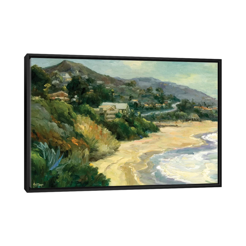 «Seaside Cove», reproduction sur toile, H 18 po x l 26 po x P 1,5 po, Toile encadrée noire, Pas de tapis