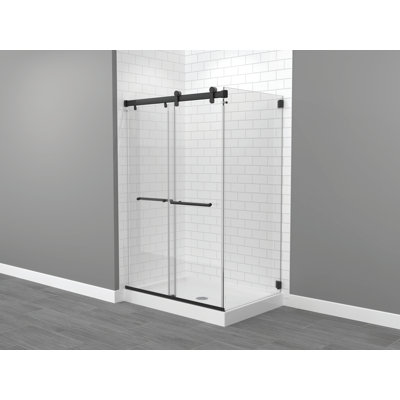 Exploria 35'' - W x 74'' H Bypass Door Frameless Shower Door with