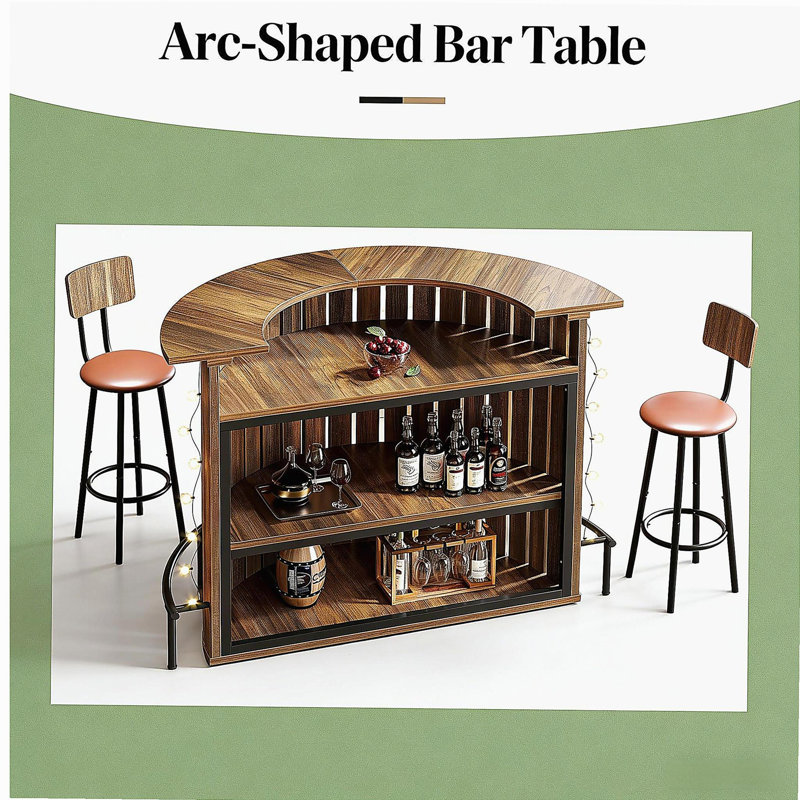 Élégante table de bar, armoire de bar en forme d'arc, table basse