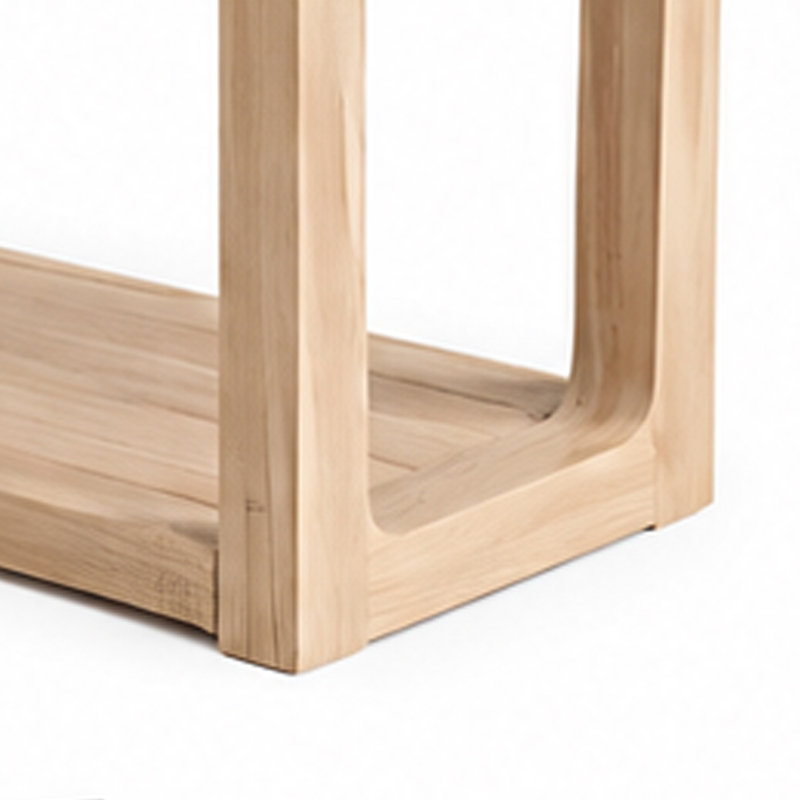 Console de canapé Sane, plateau en faux marbre blanc de 50 po avec tablette, brun, White / Natural Brown, Natural Brown