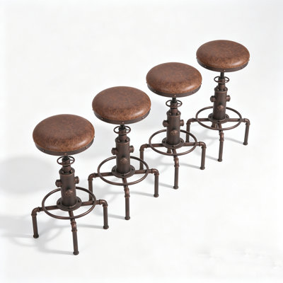 Ensemble de 4, 24 pouces-29,9 pouces réglable en hauteur industrielle siège pivotant Pu d'unité intérieure à l'extérieur Chic salle à manger bistro café tabouret de bar chaise de bar tabouret de comptoir de cuisine, cuivre
