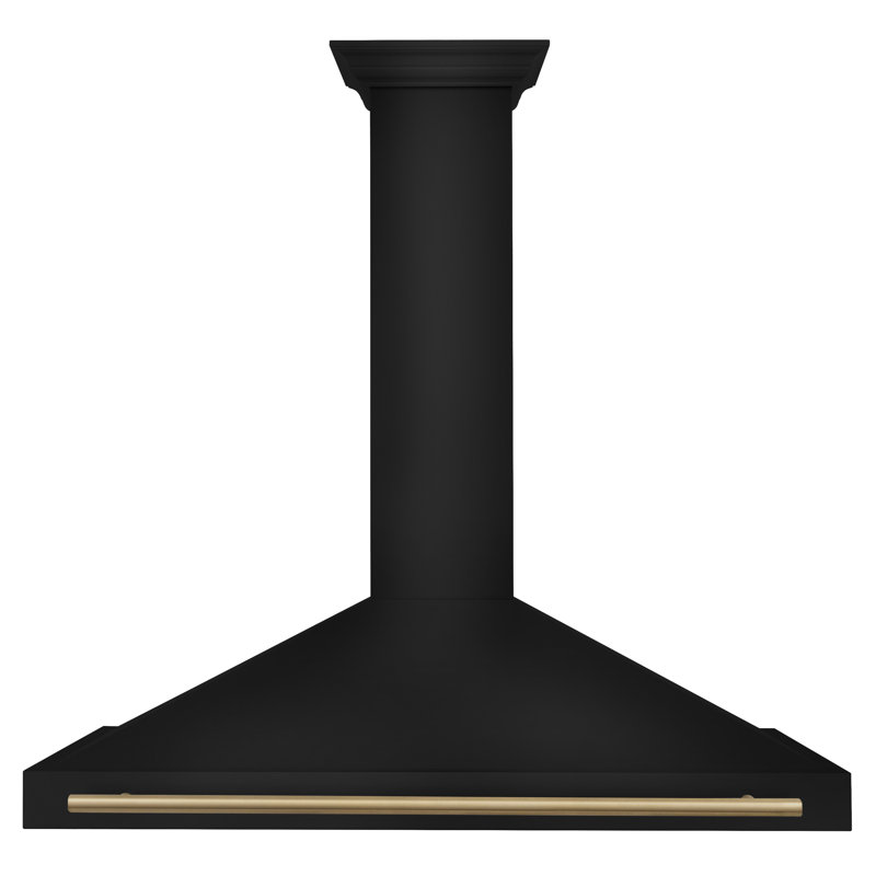 ZLINE 48 in. Black Stainless Steel Wall Mount Range Hood W/ Black Stainless Steel Handle, Champagne Bronze