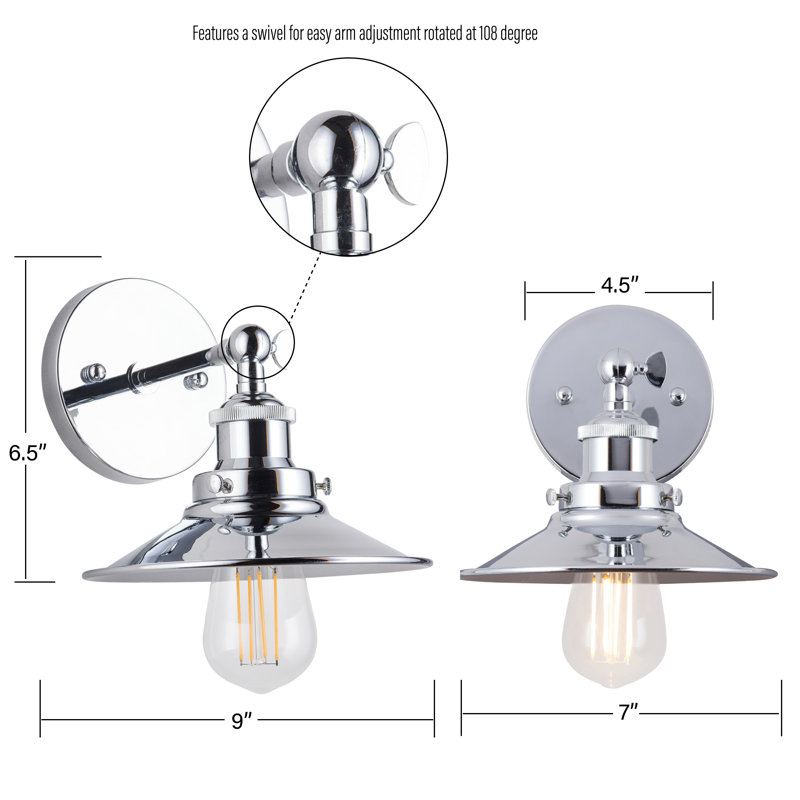 Gravette LED Armed Sconce, Polished Chrome