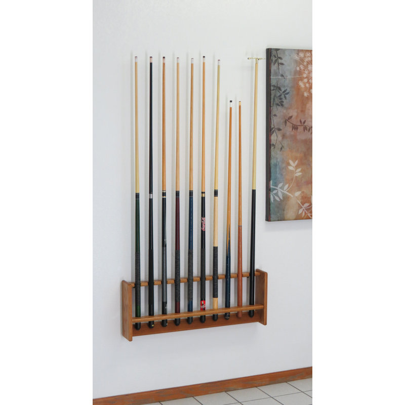 Wooden Mallet Wood Pool Cue Rack, Medium Oak
