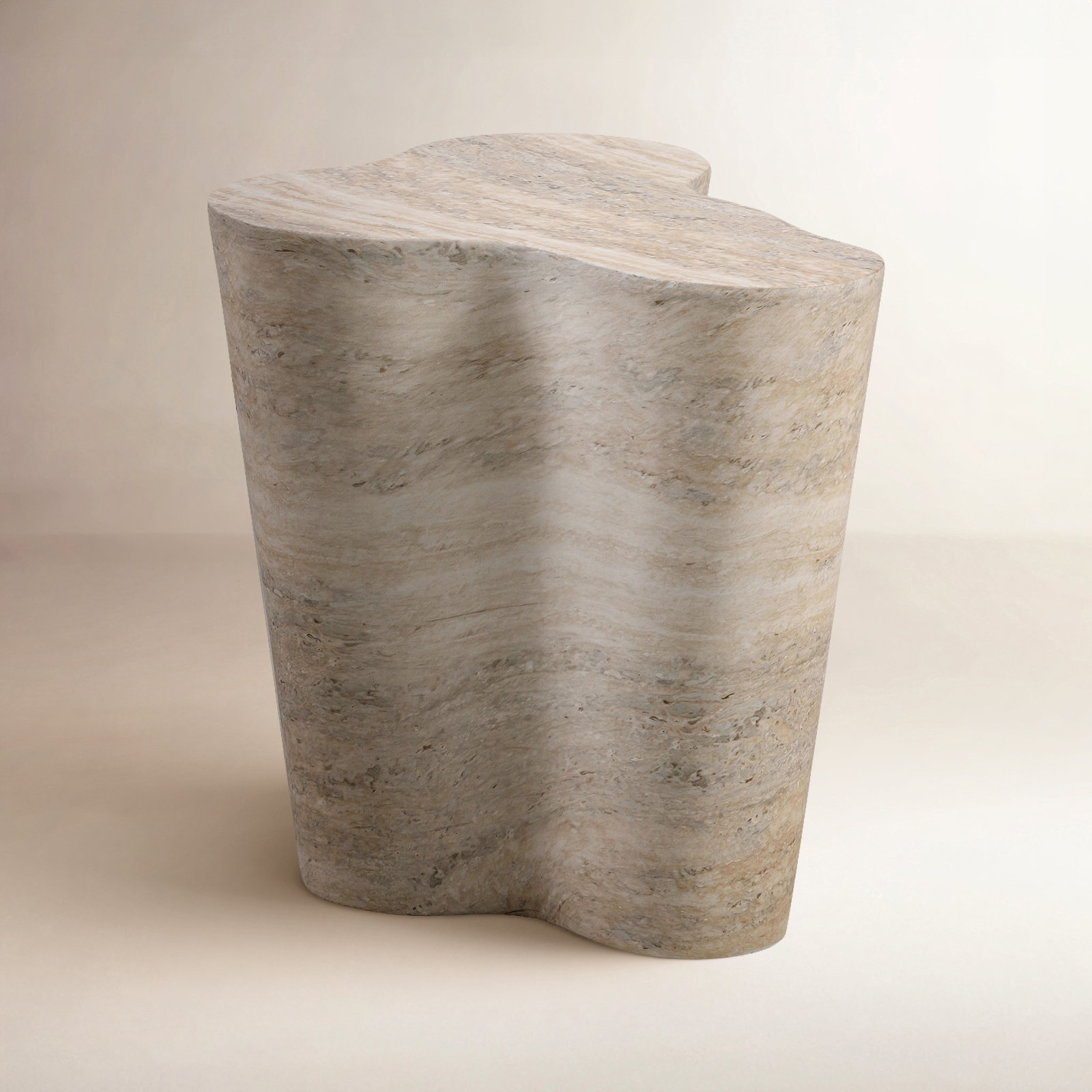 Barrett 22" End Table, 18" H x 18" W x 15" D, Travertine