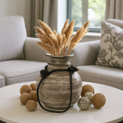 Vintage Wooden Decorative Vase by Fabdivine – Boho Chic Centerpiece for Home Styling
