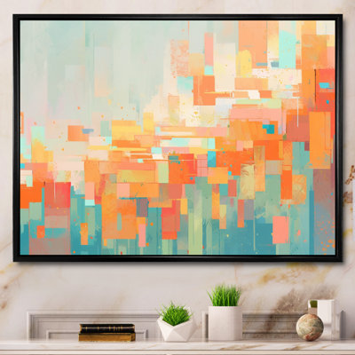 Réalités brisées orange et vertes sur toile