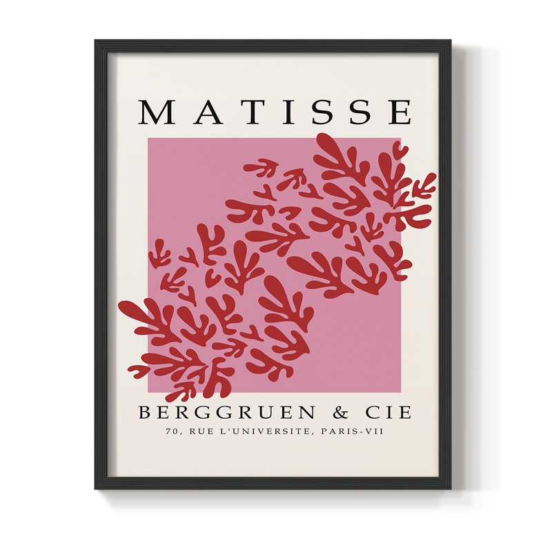 Matisse XLVIII Framed Print - Solid Wood, Black Single Picture Framed, 10" H x 8" W