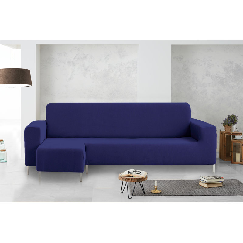 Rustica Chaise Lounge Slipcover, Short Left Chaise Longue, Blue