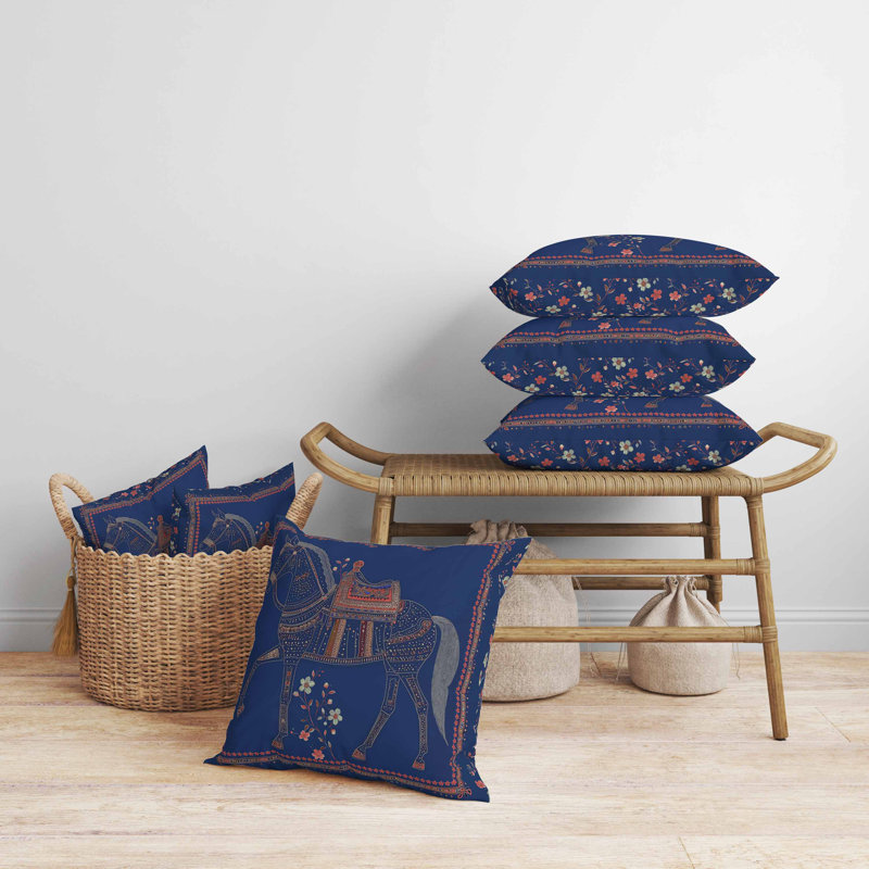 Coussin Painted Pony, Carré 20 po, Bleu