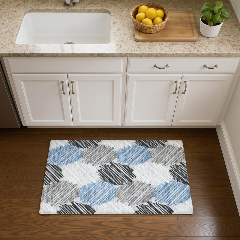 Tapis géométrique Lonon AMF1942 lavable à la machine de qualité supérieure, Rectangle 1 pi 8 po x 2 pi 6 po