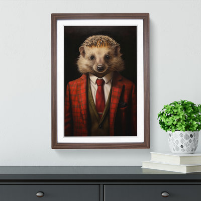 Hedgehog in a Suit Painting - Framed Print