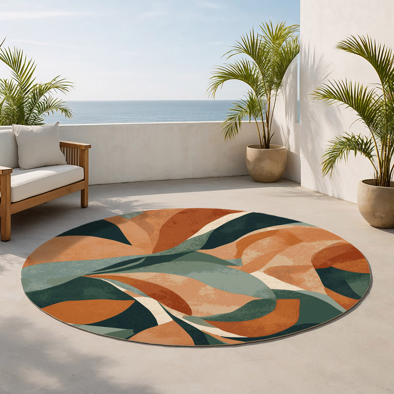 Tapis intérieur et extérieur Terracotta, Rond 5 pi