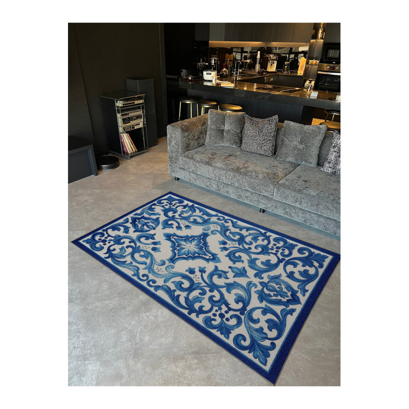 Tapis bleu Mosso, 3'3" x 4'11"