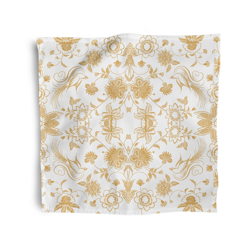 Aspacio Polyester Floral Square Napkin, Gold