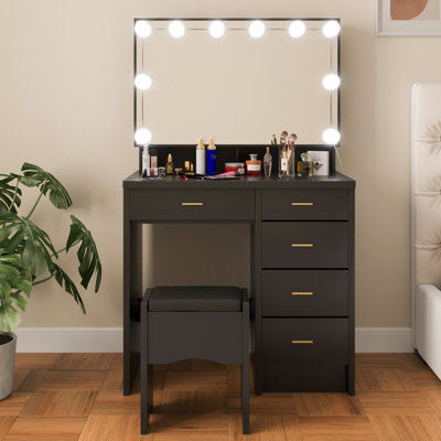 Vanity Table With Lighted Oversized Mirror