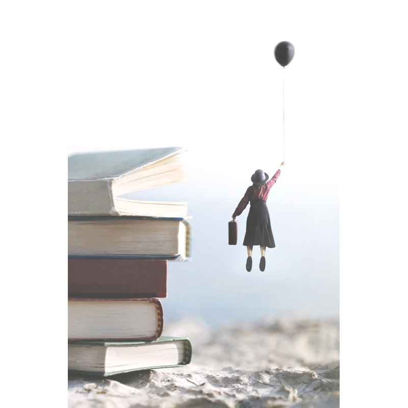 Woman Flies With Balloon - Wrapped Canvas Print, 30cm H x 20cm W x 3.8cm D