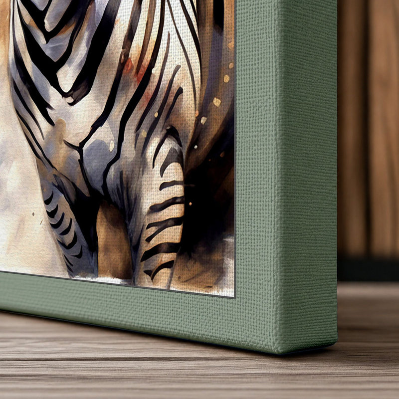 Young Zebra In Profile Boho - Print, 30x20 - 76.2 x 50.8 cm, Sage Border