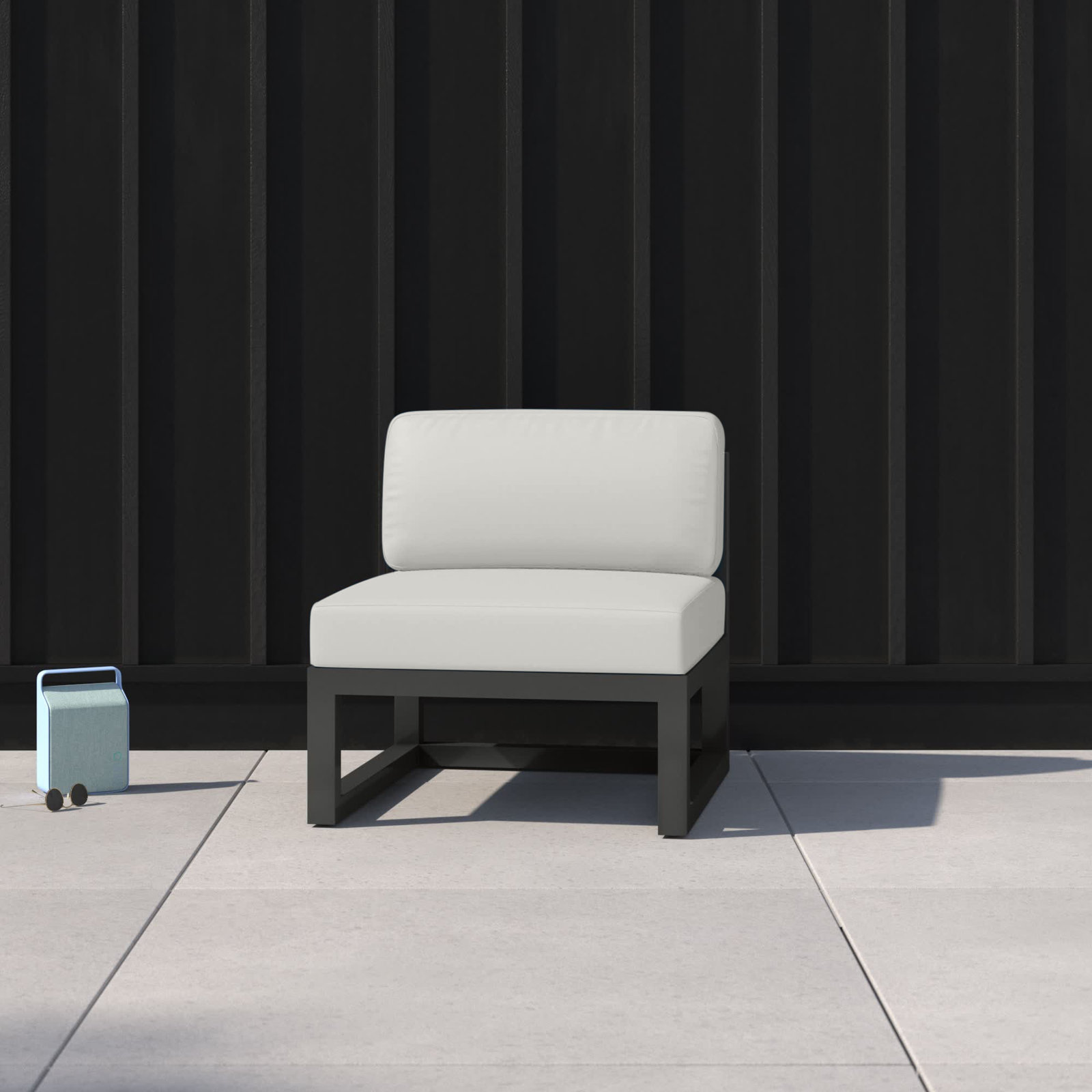Smith Outdoor Lounge Chair with Sunbrella® Cushions, Canvas Natural, Slate