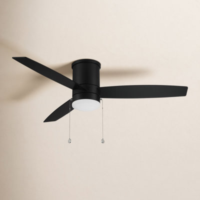 52 Atlantis 3 - Blade Flush Mount Ceiling Fan with Pull Chain and Dimmable LED Light Kit Included