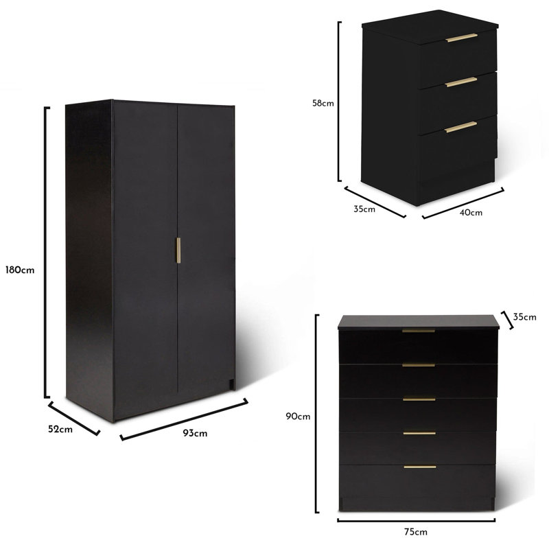 Glenhaven 4 Piece Bedroom Set, Pitch Black