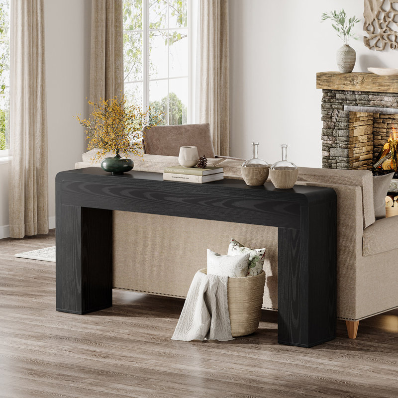 Console extra longue 70,9 pouces, canapé rustique en bois derrière le canapé