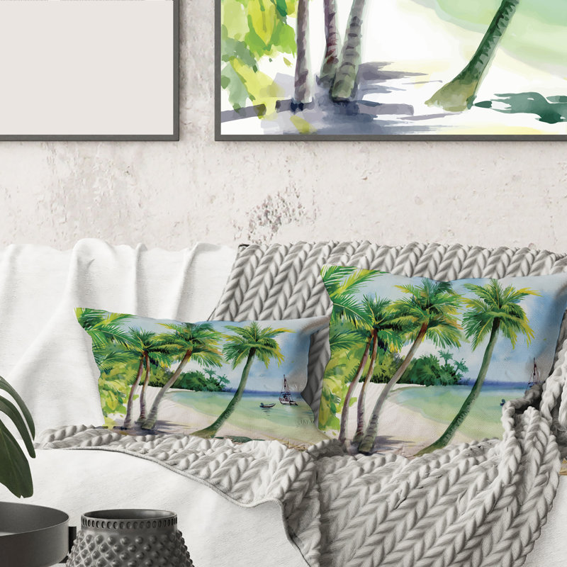 Housse de coussin et insert pour plage Beach with Palm Trees, 18" x 18"