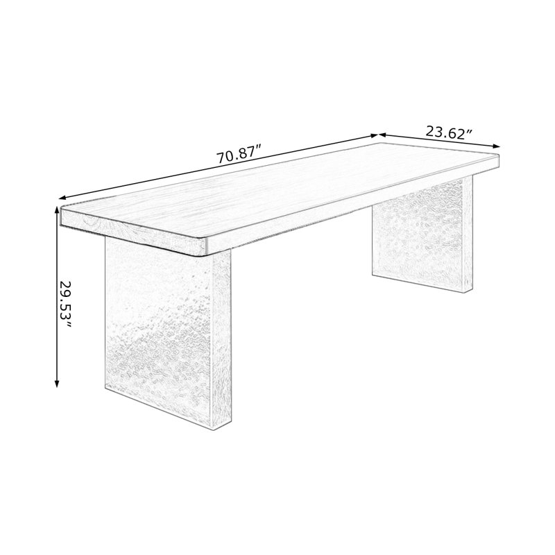 Nut-brown Rectangular Solid Wood writing desk, 29.53" H x 70.87" W x 23.62" D
