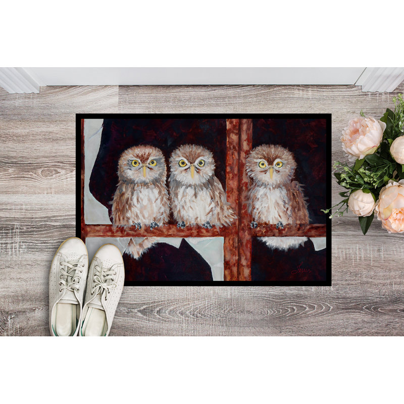 Non-Slip Doormat, 18" W x 27" L, Owls